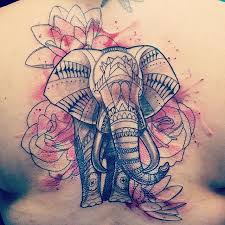 Greg Brown On Instagram Abstract Elephant Tat With Some Watercolor Roses And Lotus Flowers Elephant Tattoos Elephant Tattoo Tattoos