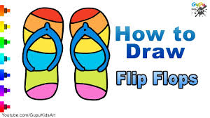 How To Draw Flip Flop Sandals For Kids Easy Youtube When you first start learning how to draw, start out with multiple, light lines as you go and then darken the line you want to keep. how to draw flip flop sandals for kids easy