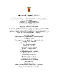 Issue of shares is the process in which companies allots new shares to shareholders. 2 Preferred Shares San Miguel Corporation