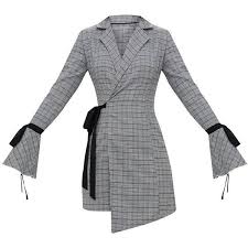 Black And White Checkered Bodycon Dress Grey Checkered Tie Sleeve Bodycon Dress 80 Liked On Polyvore Featuring Dresses Sleeved Dr Grey Bodycon Dresses Bodycon Dress With Sleeves Checkered Dress