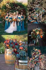 20 Dark Teal And Rust Orange Wedding Color Ideas For Fall Teal Wedding Bouquet Orange Wedding Colors Wedding Theme Colors