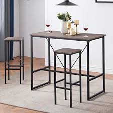 Showing results for kitchen bar table set. Buy Shocoko Bar Table Set For 2 3 Piece Counter Height Dining Room Table Set Industrial Kitchen Bar Table And Stools Vintage Brown Online In Turkey B091dy2939