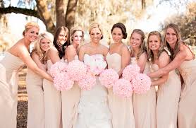 Corin Bakes Our Wedding The Flowers Tan Wedding Bridesmaids Bouquets Pink Champagne Bridesmaid Dresses