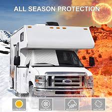 Class a motorhome windshield sun shades. Excelfu Rv Windshield Cover Compatible With Ford Class C 1997 2020 Rv Front Window Cover Rv Motorhome Windshield Cover Sun Shade Cover Snow Cover With Mirror Cutouts Awnings Screens Accessories Rv Parts