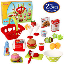 12pcs kids toys fruit and vegetables play kitchen food pretend cutting food toys. A Pie Toy Food Play Fast Food Set Pretend Kitchen Toys For Kids Picnic Buy Online In Aruba At Desertcart Productid 120941713