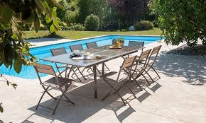 Grand choix de tables de jardin au meilleur prix collecter des points cumulus livraison gratuite en magasin garantie de satisfaction. Salon De Jardin Table En Verre Avec Rallonge Papillon 6 Chaises Pliantes