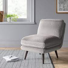 fully assembled store pick only harper faux fur slipper chair gray project 62 faux fur slippers grey chair slipper chair