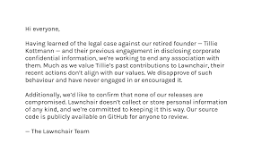 They are primarily known for allegedly having leaked source code from dozens of companies. Lawnchair On Twitter We D Like To Address The News About Our Founder Tillie Kottmann