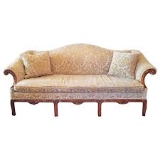 Back and seat cushions fully removable and washable (acrylic/polyester). English Chippendale Style Camel Back Sofa For Sale At 1stdibs
