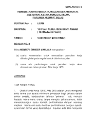 Read online akta kerja 1955 pdf bahasa malaysia. Par14p2m3 Soalan Lisan 3 Pdf Parliamentary Documents