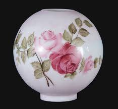 Vintage frosted etched glass replacement light/vanity/lamp globes. 10 Hand Painted Opal Glass Ball Lamp Shade Queen Elizabeth Roses 05083 B P Lamp Supply