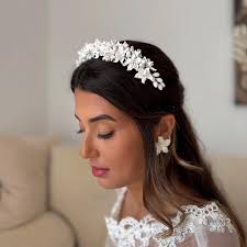 Porcelain Flower Bridal Tiara: Handmade Clay Wedding Headpiece