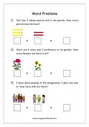 First graders will get their first introduction to some very basic math word problems in these word problem worksheets. Addition And Subtraction Word Problems Worksheets For Kindergarten And Grade 1 Story Sums Story Problems Megaworkbook