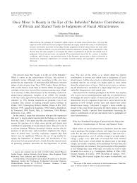 What one person considers ugly may seem beautiful to another. Pdf Once More Is Beauty In The Eye Of The Beholder Relative Contributions Of Private And Shared Taste To Judgments Of Facial Attractiveness