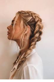 Crown braid long braided hairstyle with curly ends. Messy Braids And Big Earrings Effortless Hairstyles Long Hair Styles Hair Looks