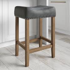 Nathan James Hylie 24 In Dark Gray Pu Leather Nailhead Saddle Cushion Light Brown Wood Pub Height Counter Bar Stool 21307 The Home Depot In 2020 Bar Stools Metal Counter Stools Counter Stools
