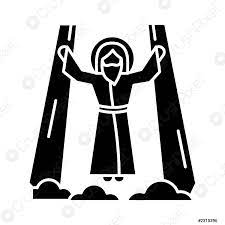 Das verschenken von richtigen, angemalten eiern oder eier aus verschiedenen materialien, zählt sowohl zur religiösen als auch zur volkstümlichen tradition aller länder und hat seinen ursprung im heidentum. Himmelfahrt Von Jesus Christus Glyphe Ikone Messias Der Sohn Gottes Stock Vektorgrafi Crushpixel