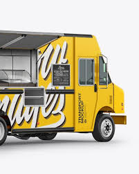 Food Truck Mockup Back Half Side View In Vehicle Mockups On Yellow Images Object Mockups Mockup Psd Mockup Free Psd Mockup