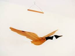 A Little Breeze And These Passive Wood Canada Goose Mobiles Gently Undulate Up And Down Just As If They Are Flying Ind Bird Mobile Folk Art Decor Birds Flying