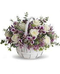 Pin By Teleflora On Perfect Purple Basket Flower Arrangements Flower Arrangements Floral Arrangements