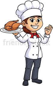 Female Chef Holding Chicken Cartoon Clipart Vector Friendlystock Cartoon Clip Art Female Chef Chicken Cartoon