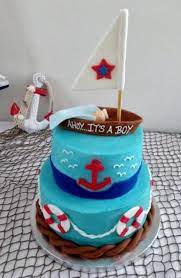 Sailboat Nautical Theme Baby Shower Cake For Boy Jpg Nautical Baby Shower Cake Baby Shower Cakes For Boys Baby Shower Cakes