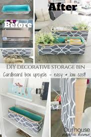 Diy Decorative Storage Bin Cardboard Box Upcycle Our House Now A Home Cardboard Storage Craft Storage Diy Diy Storage Boxes