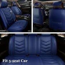 Universal Microfiber Leather Seat Cover Blue Interior Accessories Fit 5 Seat Car Leather Seat Covers Blue Car Accessories Blue Interior
