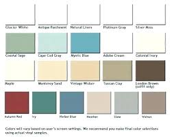 vinyl siding color chart metal roofing and vinyl siding