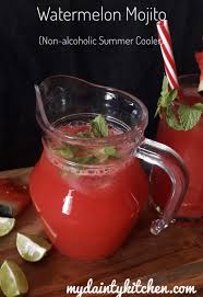 Watermelon Mojito Non Alcoholic Summer Drink My Dainty Kitchen Recipe Watermelon Mojito Summer Drinks Summer Drink Recipes