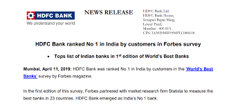 Please click ok to continue to the link or cancel to return. Hdfc Bank News On Twitter Hdfc Bank Tops The List Of Indian Banks Ranking No 1 In India In The 1st Edition Of World S Best Banks Survey By Forbes Forbes Partnered With Market