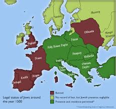 Illustrating seats of an archbishopric in england, seats of a bishopric in england. Legal Status Of Jews By European Country Around 1500 Brilliant Maps
