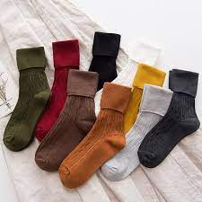 Lnrrabc Solid Color Casual Fashion Women Warm Thick High Socks Dress Socks Pile Heap Crew Socks Women Socks Fashion Socks Women Sock Outfits