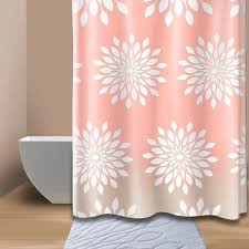 Extra Wide Medina Floral Shower Curtain In Coral White Floral Shower Curtains Coral Shower Curtains Bathroom Decor Colors