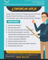 Aug 01, 2021 · dibawah ini merupakan beberapa informasi yang telah kami himpun mengenai lowongan kerja smk terbaru pada bulan agustus tahun 2021 dari sumber informasi lowongan kerja terpercaya, semoga informasi ini dapat bermanfaat bagi pembaca yang sedang mencari pekerjaan. Info Loker Buat Anak Sekolah Lokercumacuma