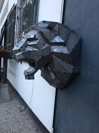 Roaring Lion Head Digital Files For Papercraft Printable Pdf Template Dxf Drawings For Silhouette 3d Origami Low Poly Model Diy In 2021 Sheet Metal Art Steel Art Metal Art