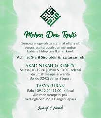 Contoh banner wedding mohon doa restu dan ucapan selamat datang untuk acara resepsi pernikahan. Mohon Doa Restu Syarif Izzah Syarif Id