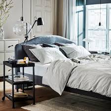 hauga upholstered bed frame vissle grey 140x200 cm ikea in 2021 upholstered bed frame upholstered beds bed frame