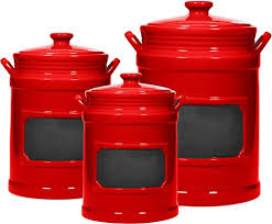 Are you interested in red ceramic kitchen canisters? Le Raze Set Of 3 Quality Porcelain Airtight Canister Set Bathroom Or Kitchen Containers Reusable Chalkboard Red Food Storage Jars Buy Online In Bahamas At Bahamas Desertcart Com Productid 78956004