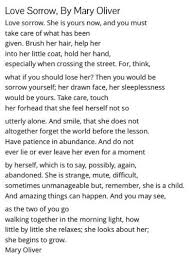 Love Sorrow Mary Oliver Mary Oliver Sorrow Poetry Words