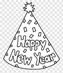 New Year S Day Eve Party Hat Coloring Book Black And White Happy Year Transparent Png Similar with birthday hat png. eve party hat coloring book