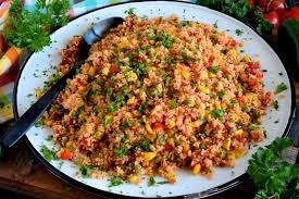 I add sauteed peppers and onions on top, but save time by skipping those and just adding lots of avocado. Mexican Couscous Salad Lord Byron S Kitchen