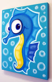Pin By Io On Fish Seahorse Art Acrylic Painting Canvas Kids Canvas