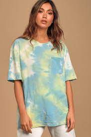 Blue And Green T Shirt Tie Dye Tee Oversized Tie Dye Shirt Lulus