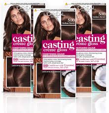 Gently massage hair from roots to tip until. L Oreal Paris Casting Creme Gloss Semi Permanent Hair Dye Ammonia Free Formula Honey Infused Conditioner Glossy Finish Colour For Up To 28 Shampoos Pack Of 3 Colour 500 Medium Brown Amazon Co Uk Beauty
