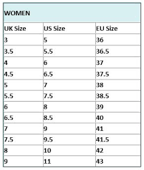 67 Symbolic English Shoe Size Conversion Chart