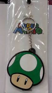 Nintendo new super mario bros. Nintendo Super Mario Bros Green Mushroom Rubber Key Chain New L K Original