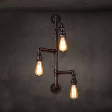 Alright, about time i got this video posted! Industrial Pipe Wall Sconce With Bare Edison Bulbs 3 Lights Downlighting Beautifulhalo Com