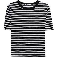 Black And White Striped Shirt Crop Top T By Alexander Wang Cropped Stripe Linen Tee Black Striped T Shirt 150 Liked On Polyvore Featuring Tops T S White Striped Tee Striped Linen Crop Shirt