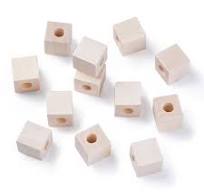 KISSITTY 50Pcs 19-20mm (3/4") Natural Blank Wooden Cube Beads Unfinished  Large Hole Craft Wood Blocks